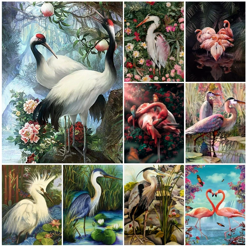 WDiy Full Square Drills Wild Heron Egret Wall Art 5d Diamond Painting Crane Embroidery Cross Stitch Kit Handicraft Home Decor