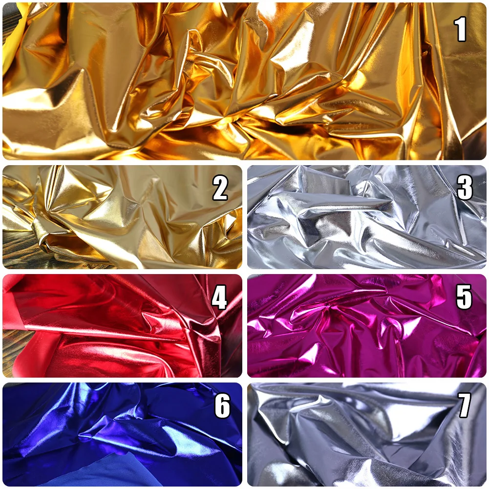145cm*50cm Stretch Shiny Gold Bronzing Spandex Fabric Colorful Laser Cloth DIY Material for Stage/Cosplay Costume/Dress