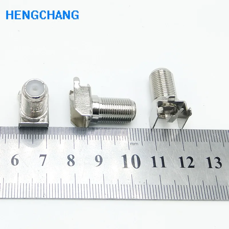 20 stuks 3-pins F vrouwelijke coaxiale connector haakse F-type paneelmontage socket voor DVB satellietontvanger