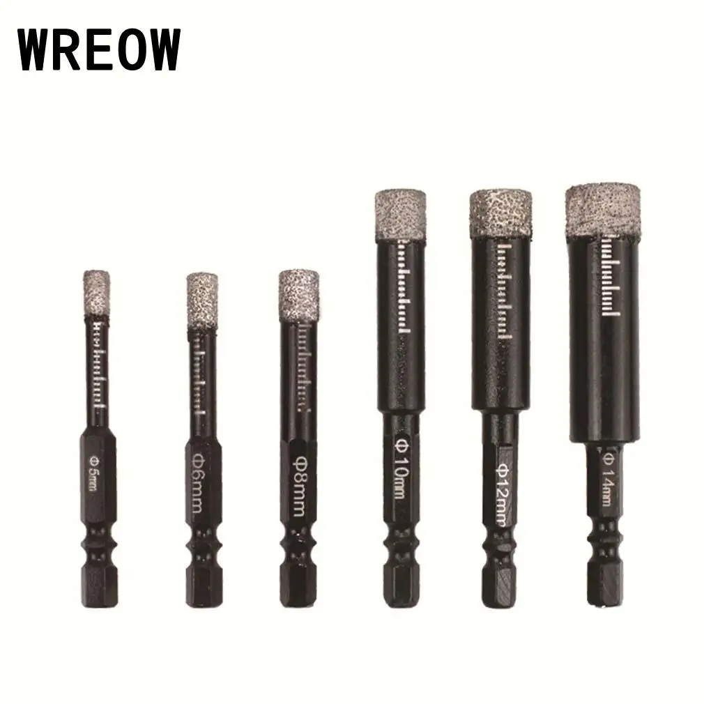 1PC Hexagonal Shank Brazed Dry Ceramic Tile Drill Bit 5-16mm   Marble Granite Vitrified Tile Hole Opener Diamond Drill Bit