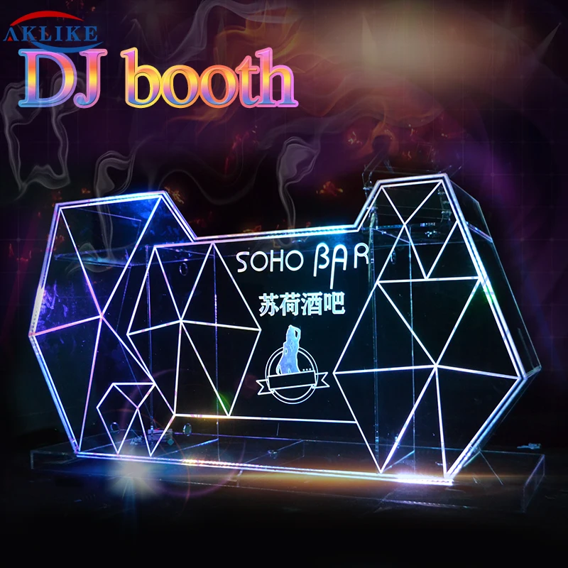 Tavolo da DJ a LED Cabina per DJ Attrezzatura per bar freddo Acrilico Luminoso Display per DJ Mixer Tavolo da scrivania Tavolo da discoteca Mobili per night club commerciali