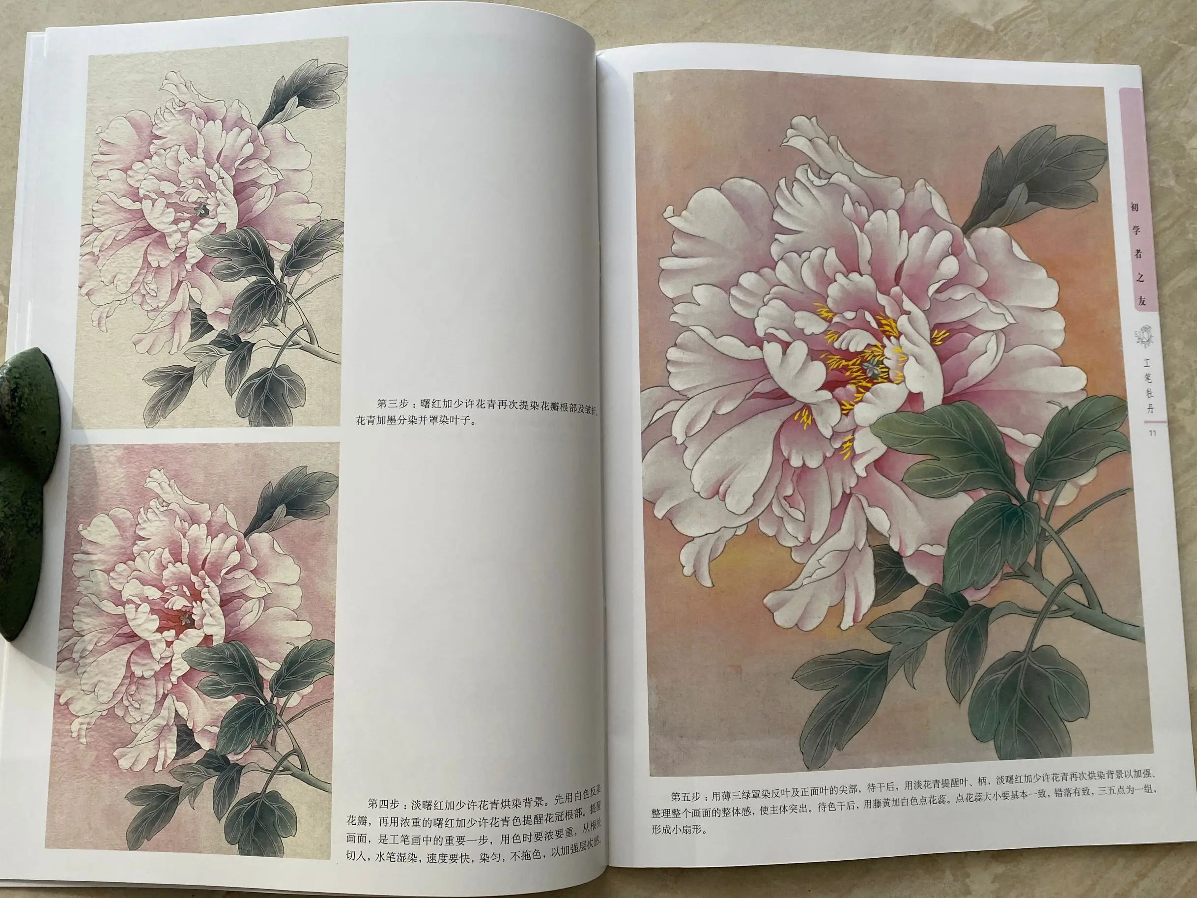 Livre de référence de la peinture chinoise Mayor Inner Gongbi Peony Technique, 1 pièce