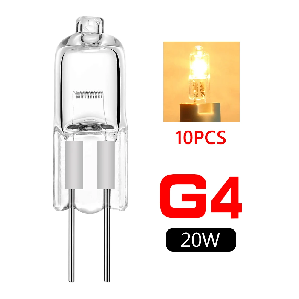 

Cheap NEW Wholesale 10pcs Halogen Lamps G4 Base 20W 12V Energy Saving Tungsten Halogen JC Type Light Bulb Lamp
