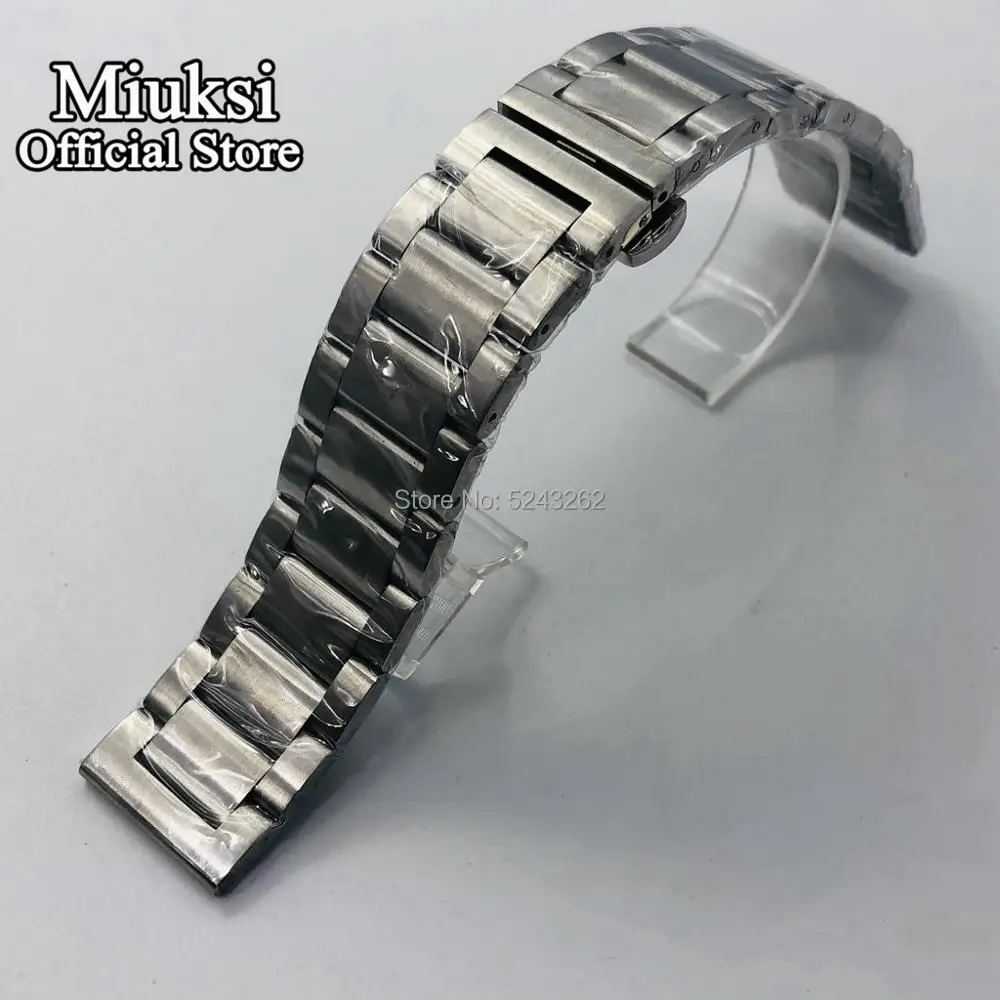 Miuksi 22mm solid 316L stainless steel strap butterfly buckle steel strip bracelet mens watchbands