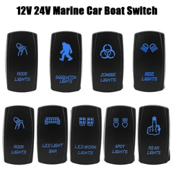 24V 12V Car Light Toggle Switch Blue LED Lamp Buttons Vehicles Accessories For Caravan Truck Trailer RV Marine Boat Universal