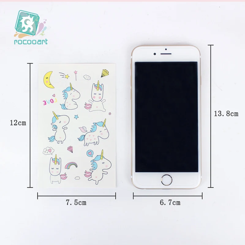 Rocooart Cartoon Unicorn Tattoo For Kid Cute Fake Taty Children Tatouage Temporaire Body Art Waterproof Temporary Tattoo Sticker