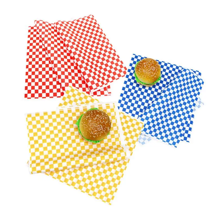 500 Sheet Baking Oil Paper Greaseproof Black and white Checkered Wax Paper Packaging Food Wrappers Printed Disposable Paper set