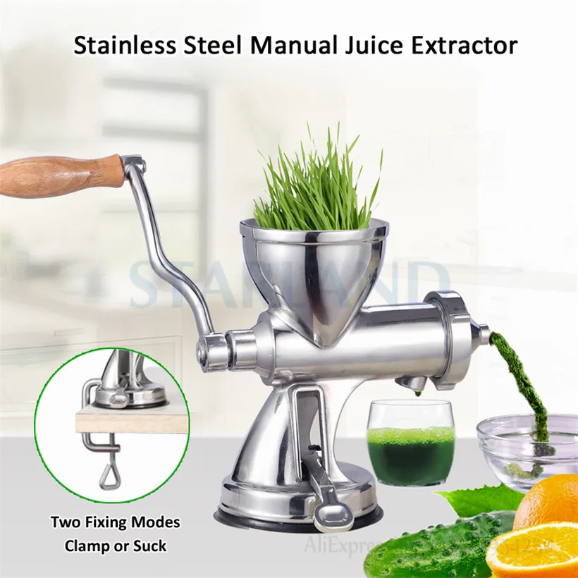 Juice Yield Suction Cup Base Juice Extractor Hand-operated Wheat Grass Juice Squeezer Stainless Steel Wheatgrass Juicer