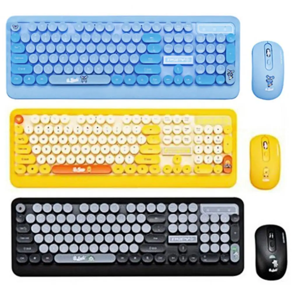 K68 Cartoon Waterproof Portable USB Optical Wireless Keyboard Mouse Kit for Notebook