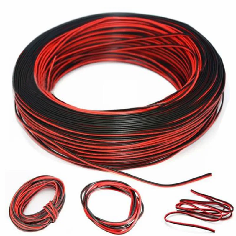 2Pin 10m Cars Motorcycle Electric Wire Cable Red/Black Connector For Led Light 2Extension Cord Pure Copper Wire