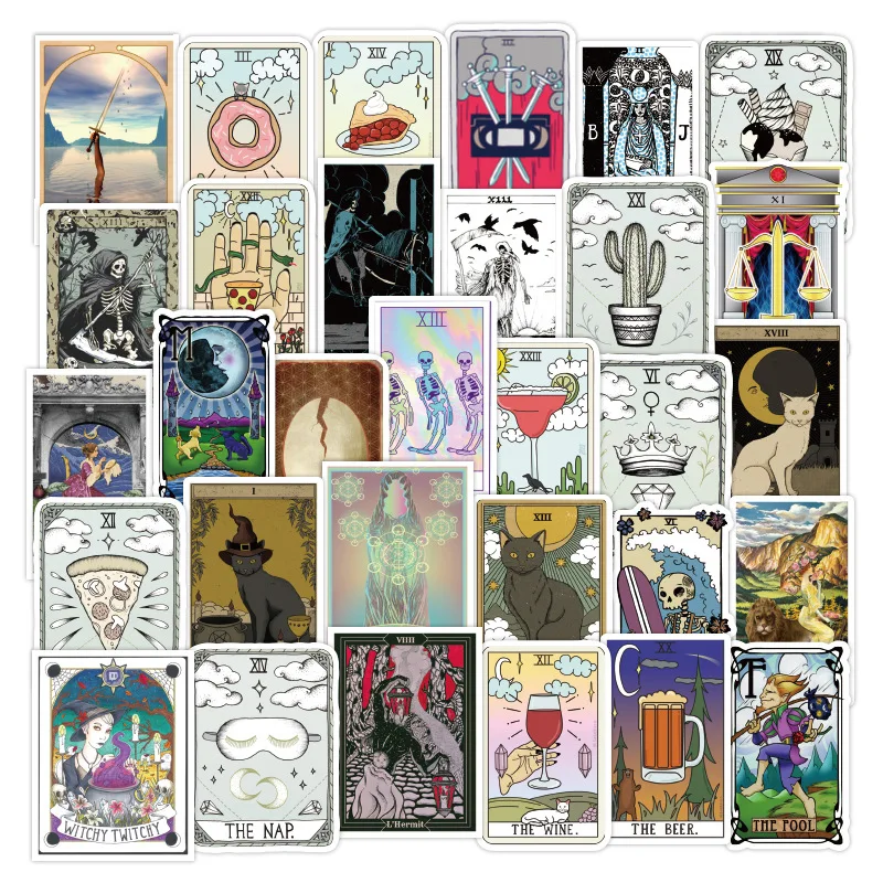 50pcs/pack Tarot Graffiti Waterproof Stickers For Notebook Motorcycle Skateboard Computer Mobile Phone Cartoon Toy Trunk