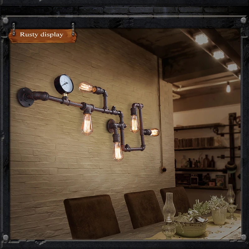 Nordic vintage pipe wall lamp Industrial decorative steam punk lamp for Foyer Bar Coffee Dining room Home loft wall light