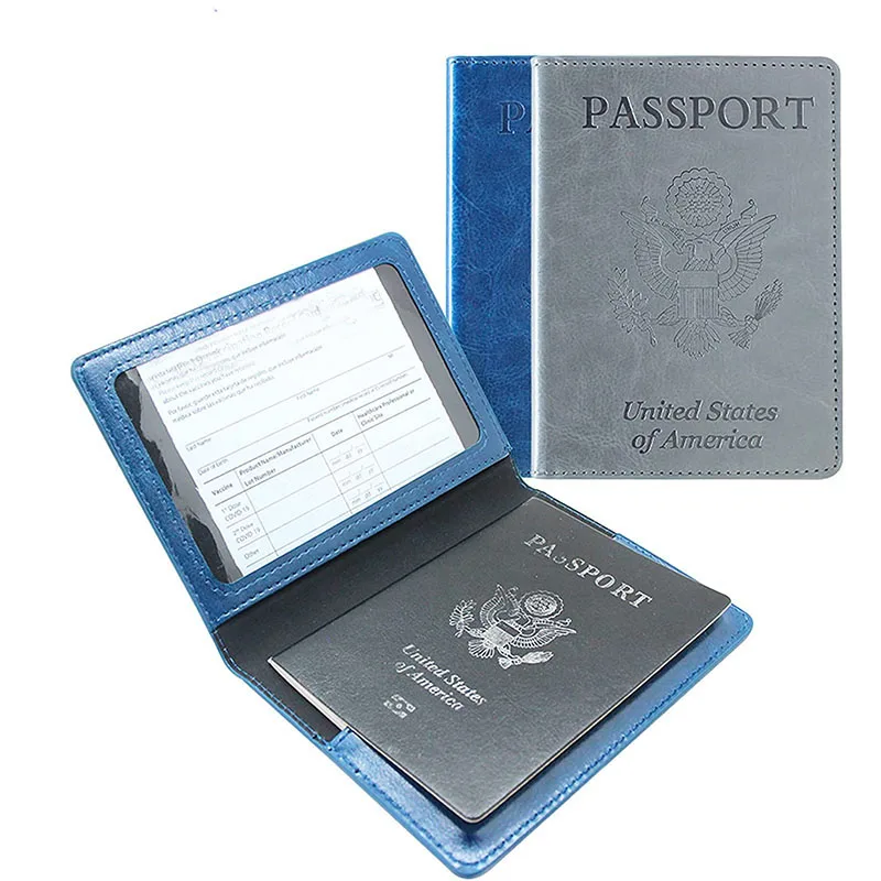 US Passport Cover Personalised PU Leather Women USA American Passport Holder Case Men Travel Document Case