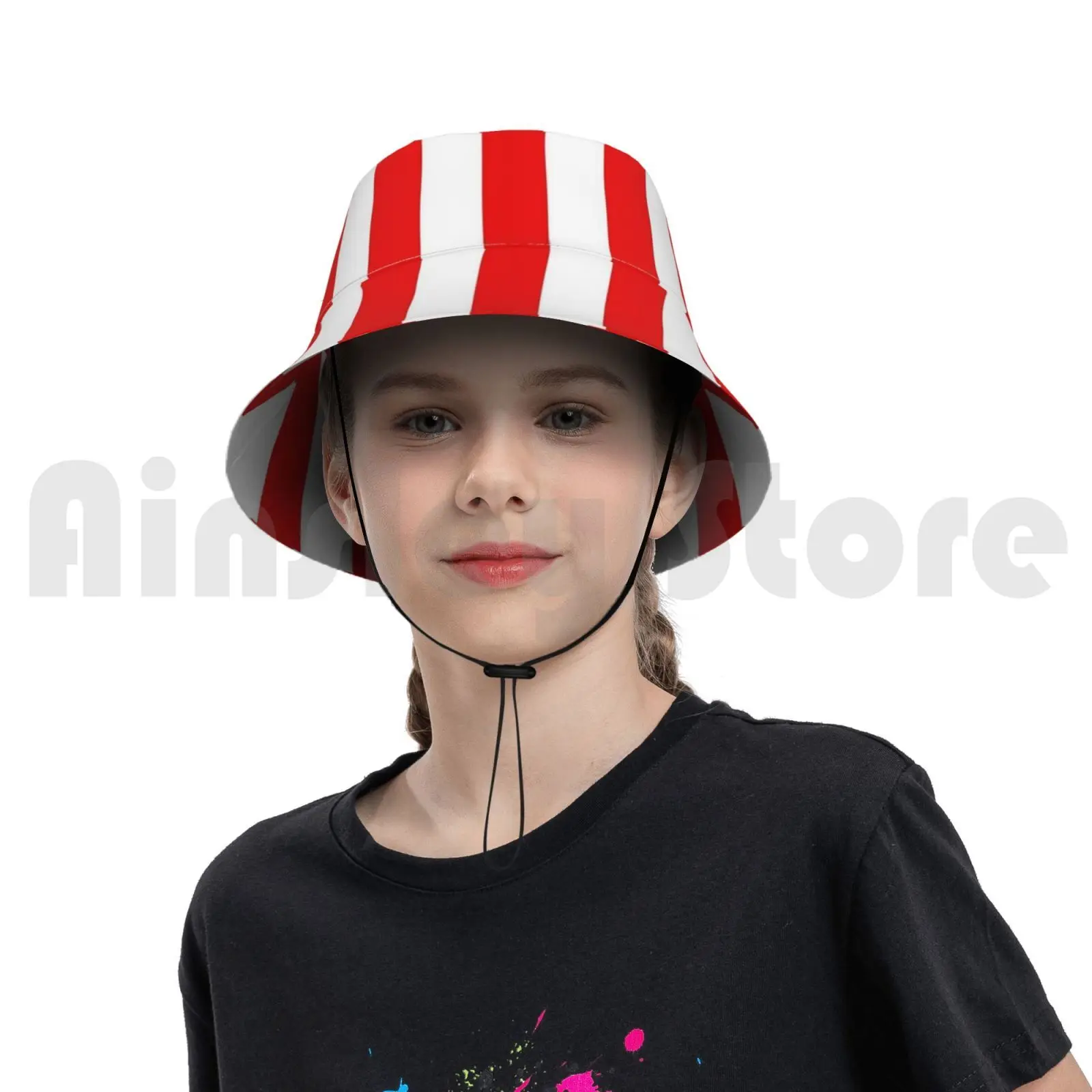 Red And White Stripes Sports Pattern Bucket Hat Adult kid baby Beach Sun Hats Sunderland Atheltico Spain Bayern