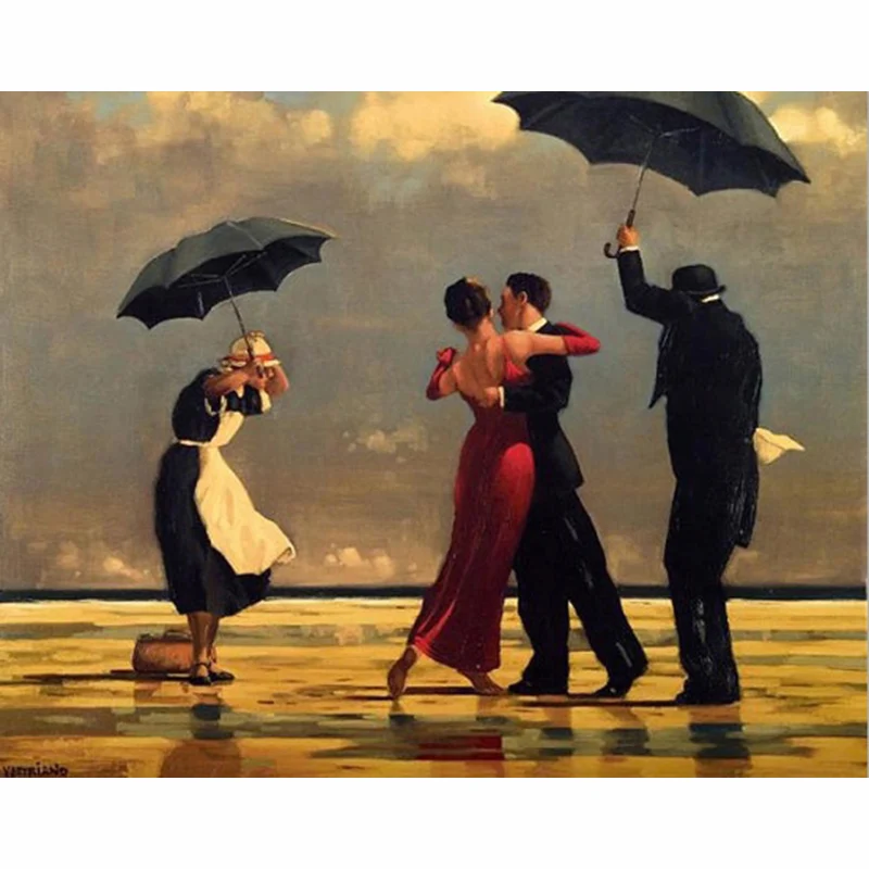 

Diy Needlework Embroidery Sets Canvas Painting Dance in the rain Picture 40x50cm Precision Printing Cross stitch kit