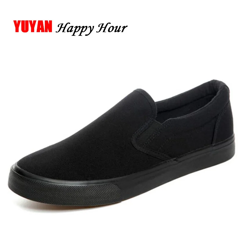 New Arrival Fashion Shoes for Men All Black Canvas Shoes Men's Casual Shoes Male Brand Loafers Black White Shoes Big Size K025