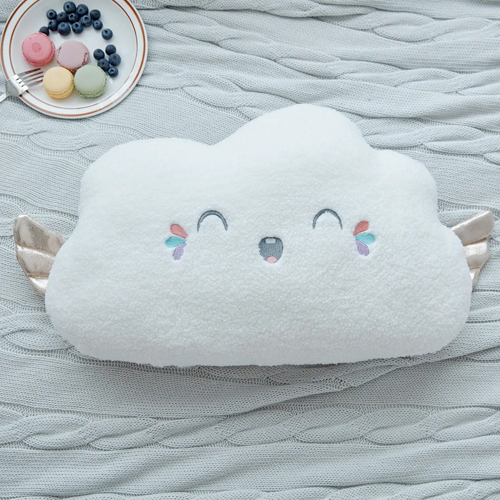 New White Cloud Moon Star Plush Pillow White Cloud Soft Cushion Bed Head Oad Decoration Angel Plush Doll toys Girl Gift