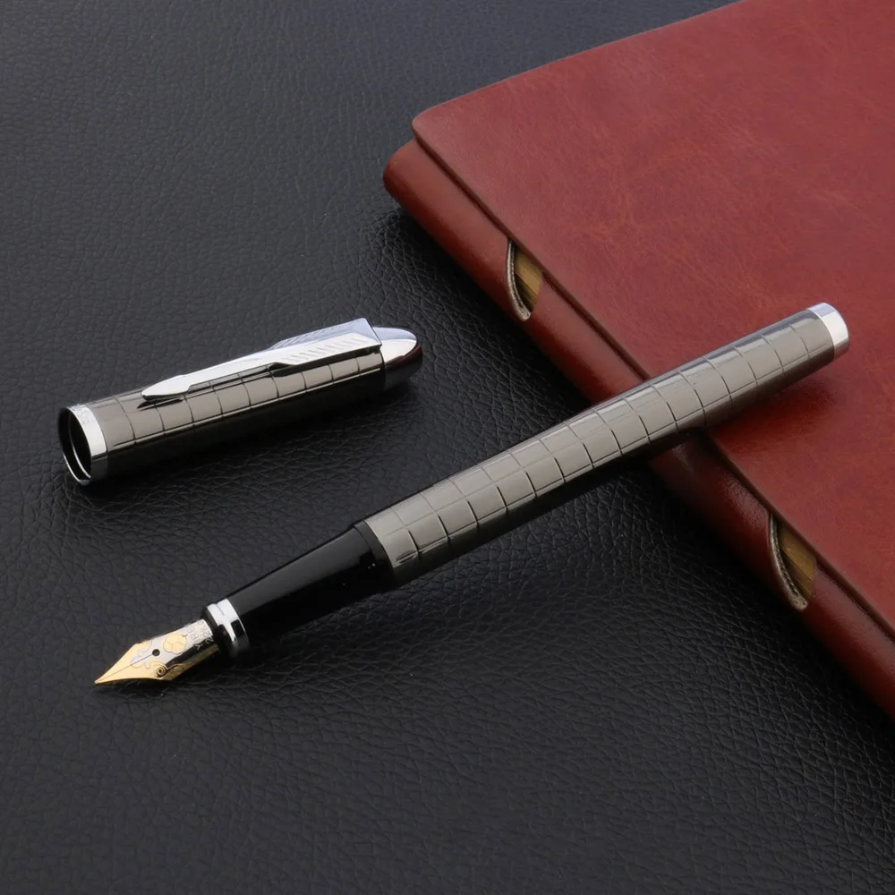 luxury High quality metal Circle Retro Fountain Pen ink pen Stylish classic Gun gray wave Stationery Office school supplies