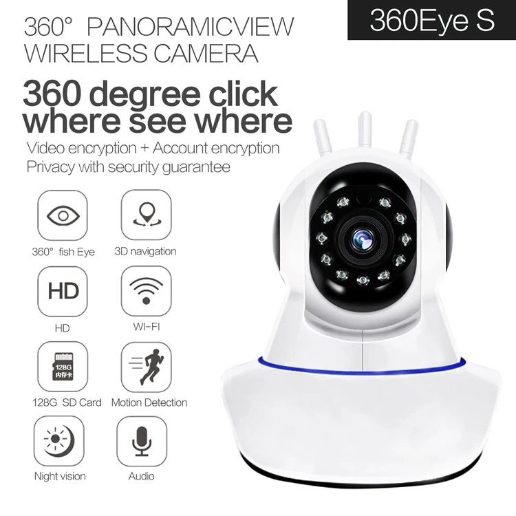 Carecam Andrea 360-Caméra de surveillance PTZ IP WiFi HD 2MP/1080p, dispositif de sécurité sans fil, avec interface réseau