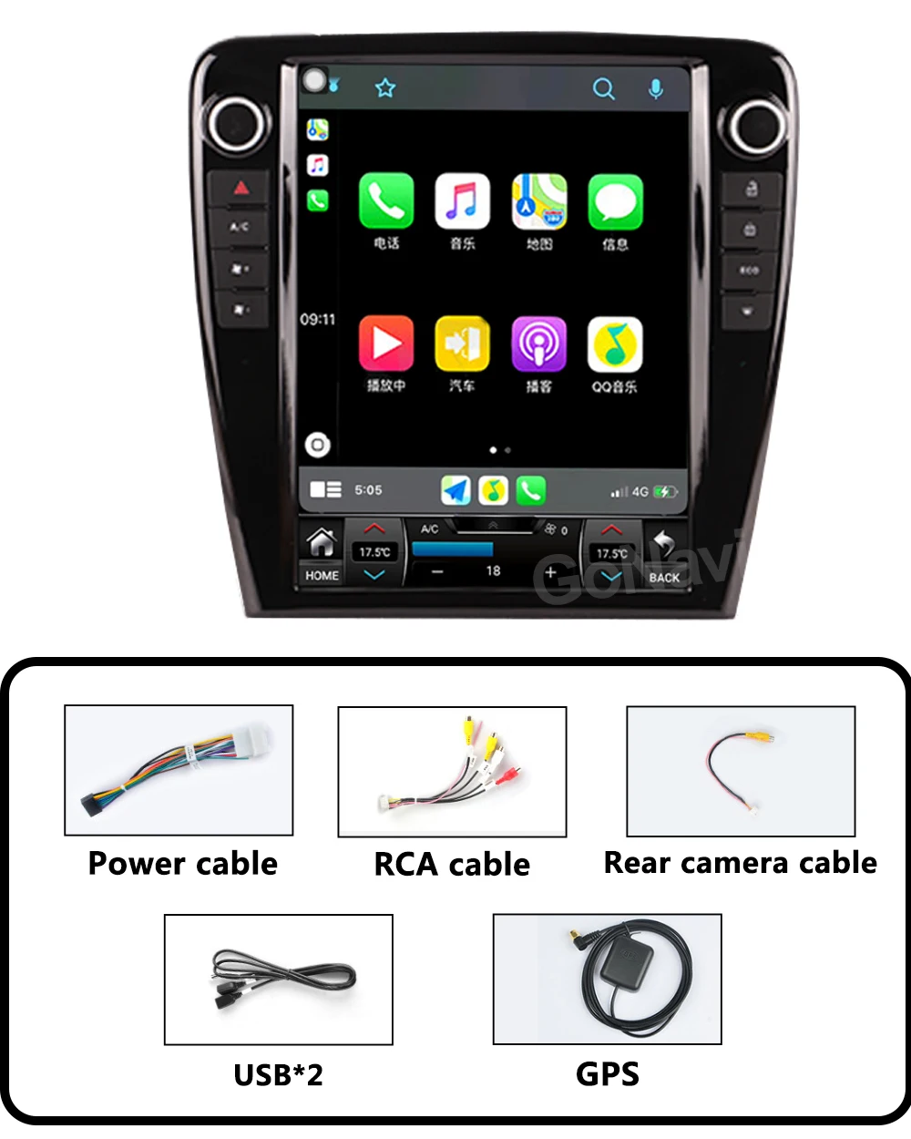 GoNavi For Jaguar XJ Android Car Radio 2 Din Central Multimedia Tesla Tonch Screen Stereo Receiver Gps Navigation Dvd Player Mp5