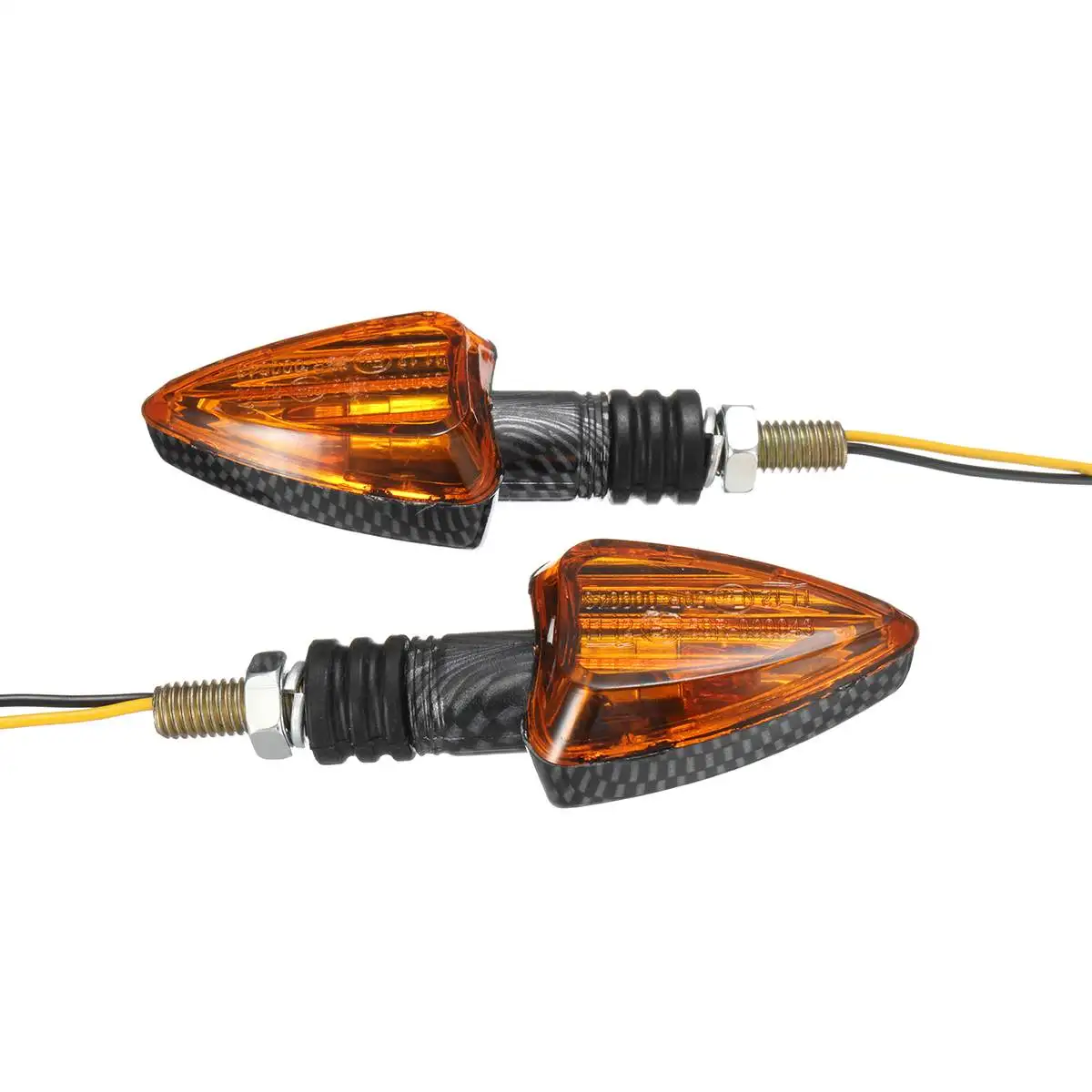 Pair Carbon Arrow Motorbike Motorcycle Turn Signal Indicators Light Bulb Amber
