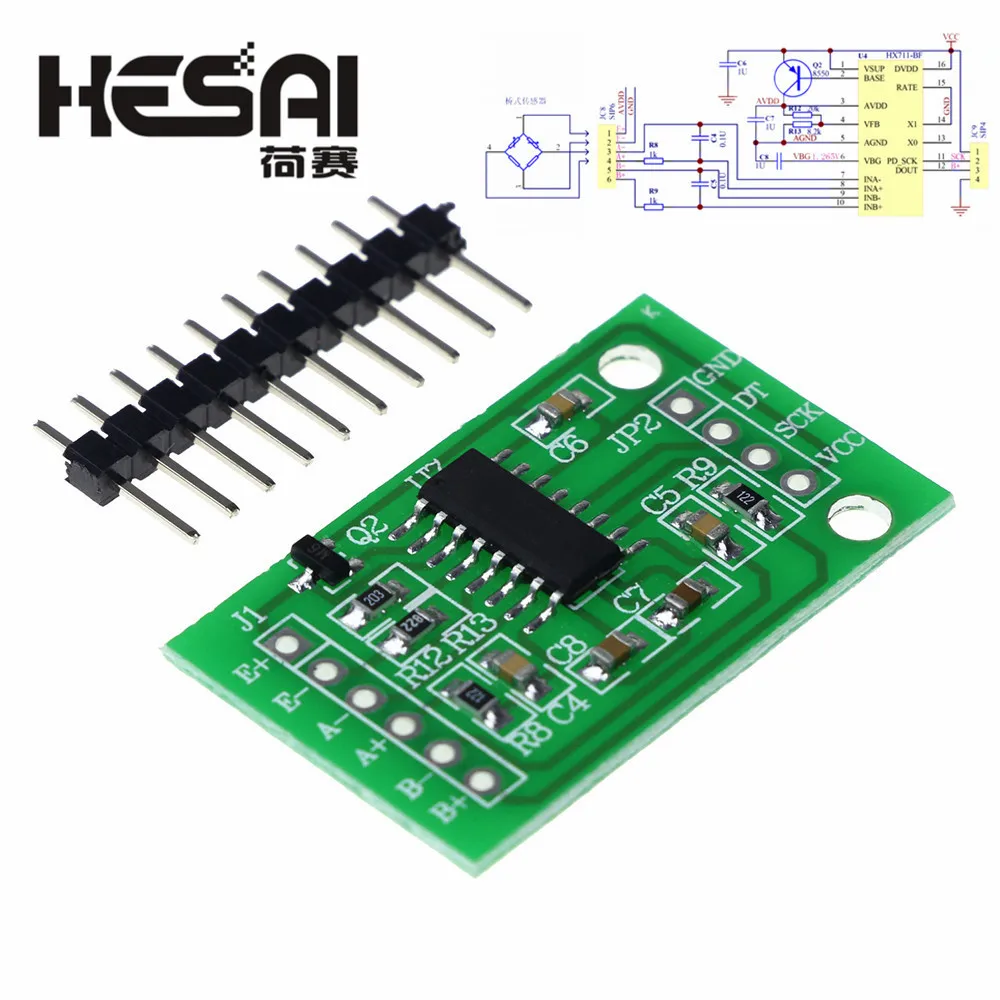 HX711 Weighing Pressure Sensor 24-Bit Precision A/D Module+34mmX34mm 50Kg  Load Cell Resistance Strain Half Bridge