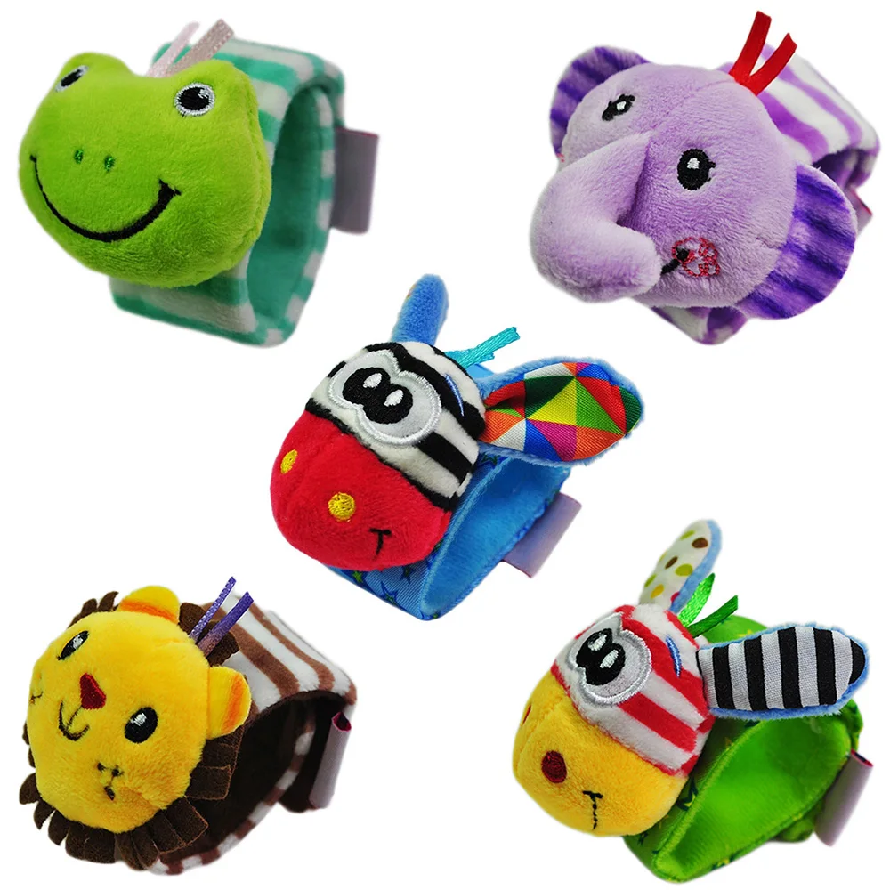 Sonajero de muñeca de animales para bebé, juguetes educativos, correa con patrón, calcetines para pies de bebé, relojes, pulseras, regalo de Color brillante bonito, nuevo