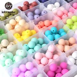 Let's Make-Perlas de silicona para juguetes de bebé, cuentas para morder, suaves y masticables para bebés en crecimiento, de 15mm, en variedad de colores, por 40 uds.