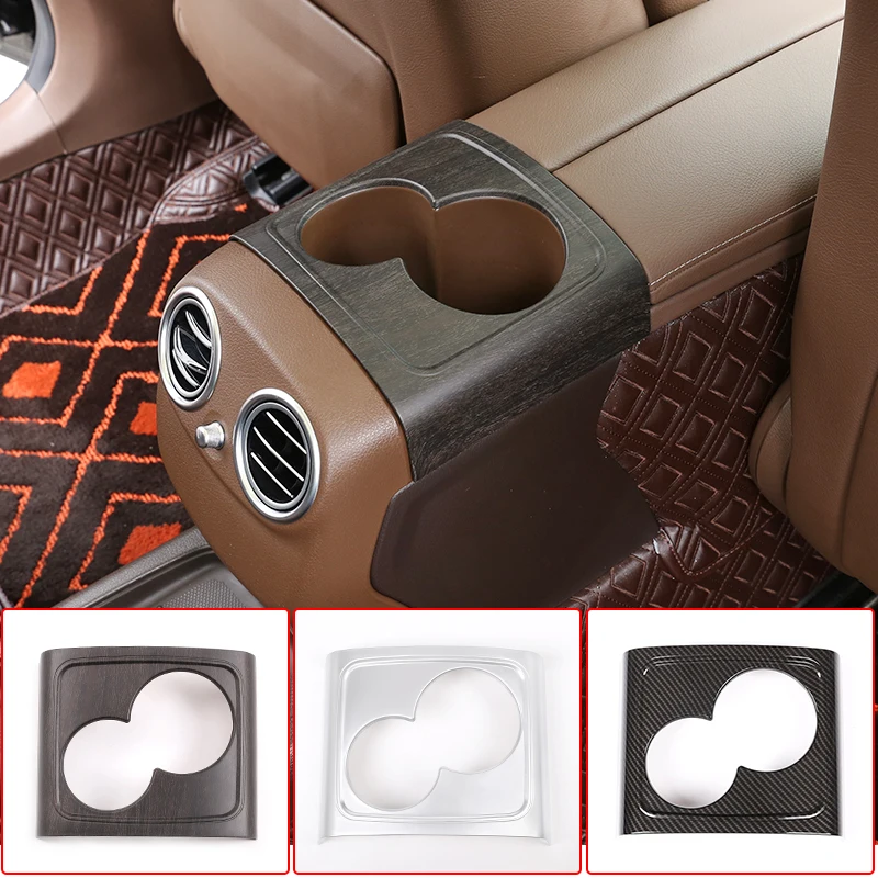 

3 Colors Car Interior Rear Seat Water Cup Holder Cover Trim Sticker ABS For Mercedes Benz E Class W213 2016-2020 Car Accessory