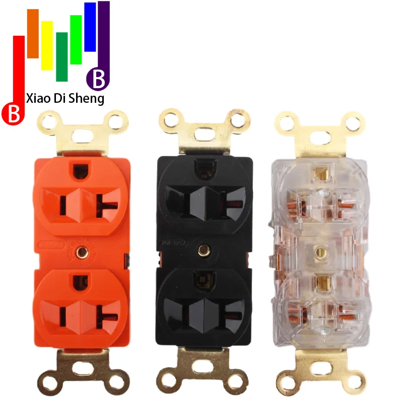 HIFI US AC Power duplex Receptacle Socket Gold Plated Wall outlet chassis IEC inlet power socket electric outlet 20A