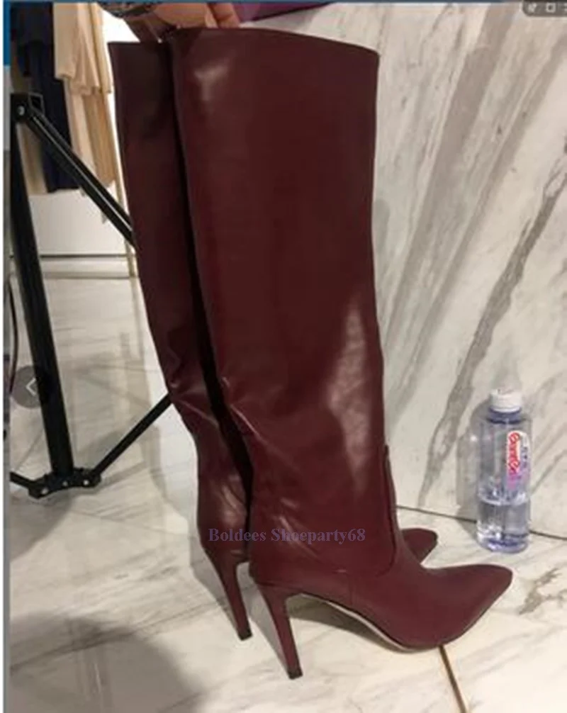 Green White Crocodile Printed Pattern Pointed Toe Sexy Thin Heeled Woman Knee High Boots Ladies Designer Long Botas Plus size 46