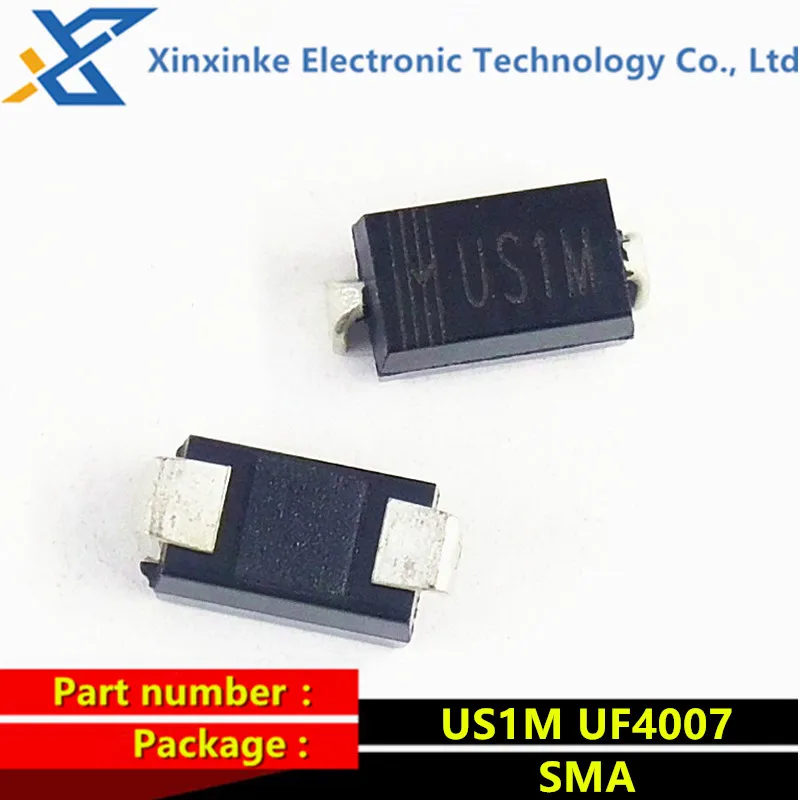 100PCS US1A US1B US1D US1G US1J US1K US1M 1A UF4007 1000V/1A SMA HER107 Rectifier Fast Recovery Diode