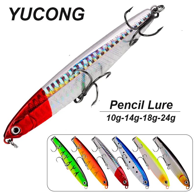 YUCONG 1PCS Pencil Bait 10-14-18-24g Sinking Stickbait Artificial Hard Wobbler Vibration Fishing Lure duro cebo Trolling leurre