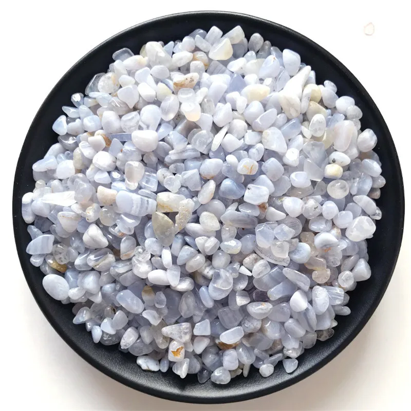 100g Light Blue Chalcedony Original Stone Crystal Gravel Home Decor Buddhist Minerals Garden Flowerpot Specimen FengShui