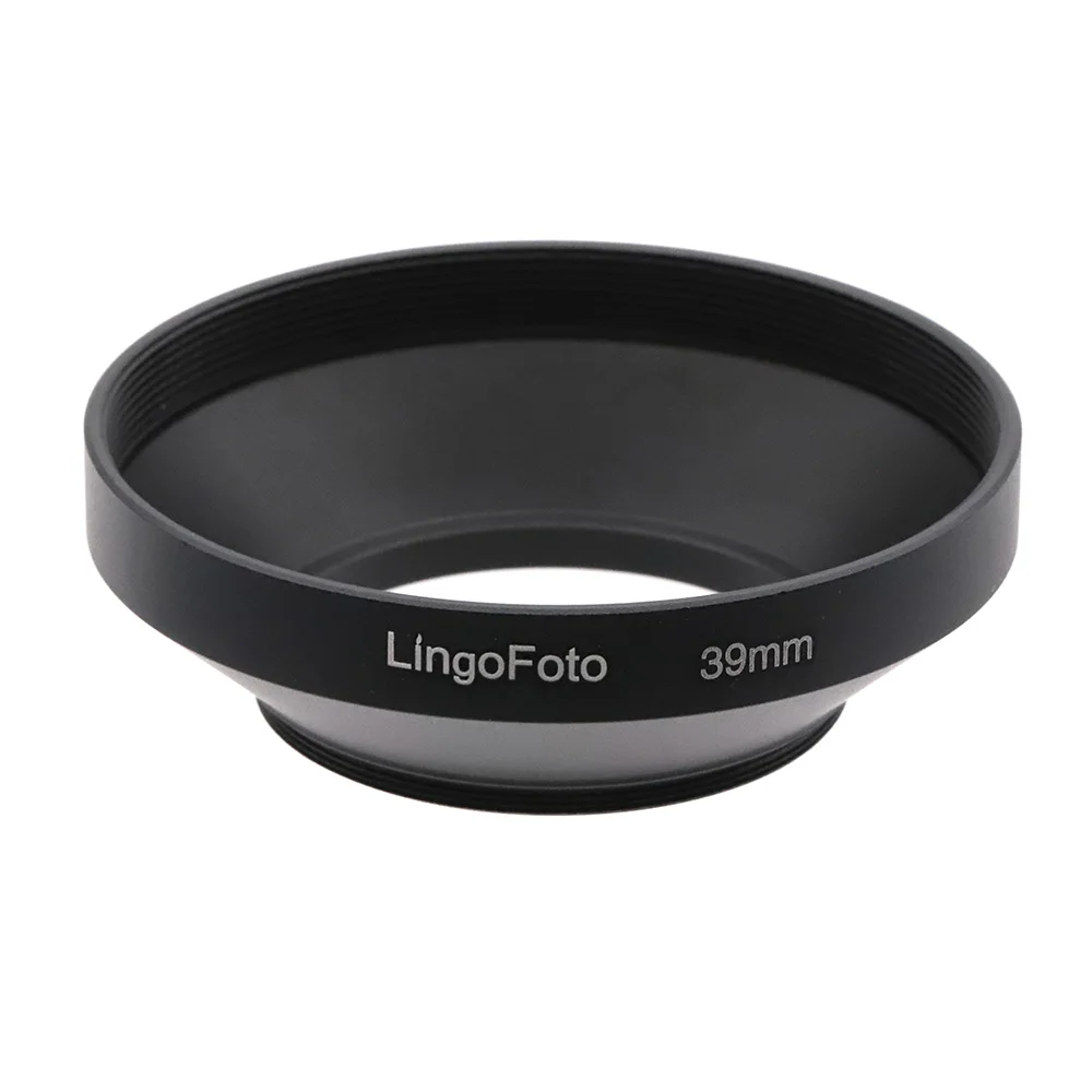 30.5/37/39/40.5/43/46/49mm Universal Screw-in Metal Wide-angle Lens Hood Set Lens Hood + Side Pinch Lens Cap + Cleaning Cloth