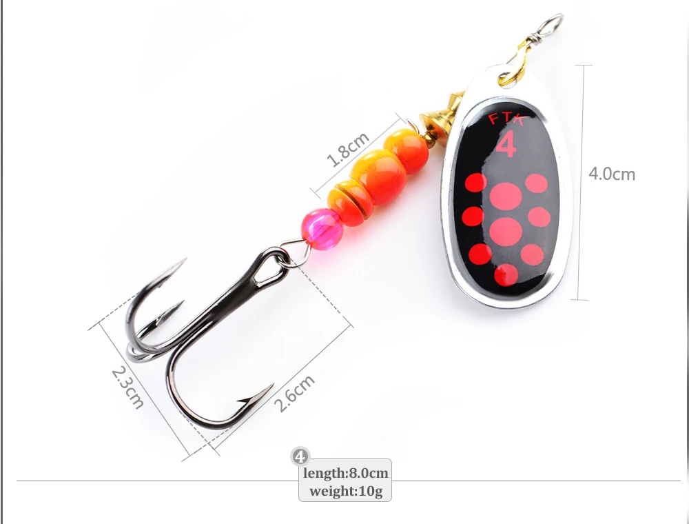 FTK 1 Stück Spinner-Köder 1 # -5 # Angelköder Bass Hard Baits Spoon mit Dreifachhaken für das Köderangeln – Detail 6