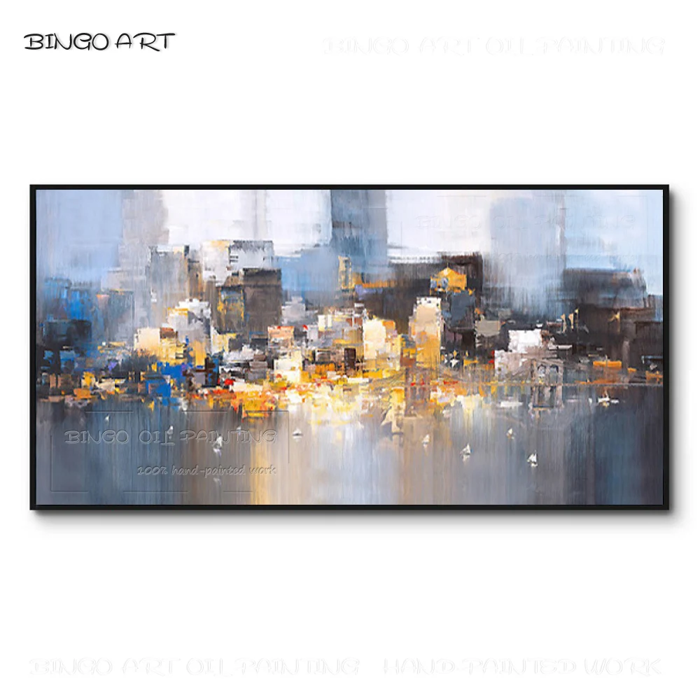 

Professional Artist Hand-painted High Quality Modern Abstract City Oil Painting on Canvas Abstract Modern Urban Oil Painting