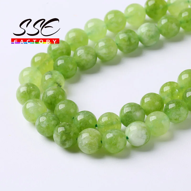 Green Peridot Beads Natural Stone Round Loose Spacer Beads For Jewelry Making DIY Bracelet Earrings Accessories 6 8 10mm 15\