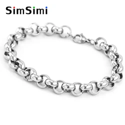 Bracelets Men Thick O Chain 304 Stainless Steel Lobster Hiphop Round Rolo Cable Chain  Bracelet Wristband