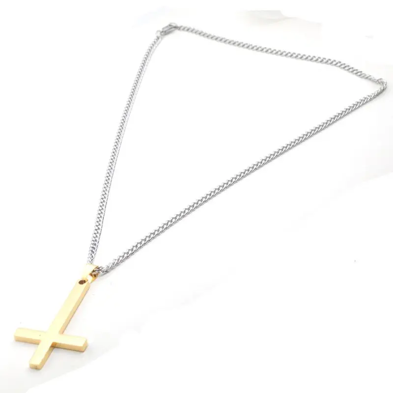 Stainless Steel Upside Down Cross Necklace  Inverted Cross Pendant with Chain