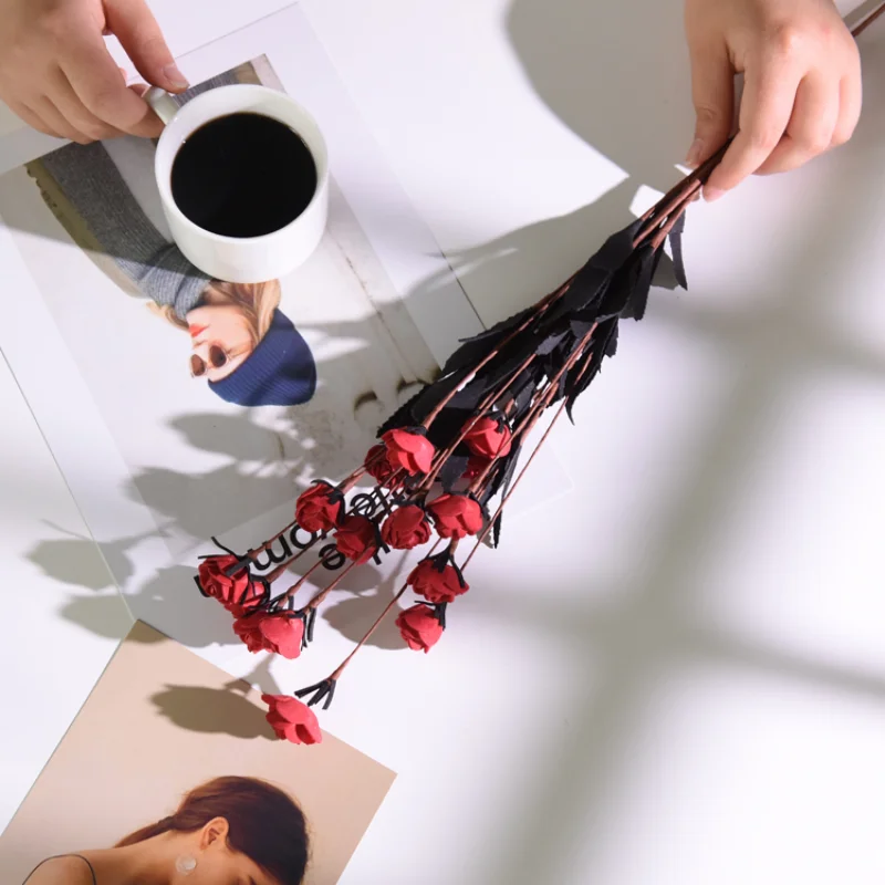 Simulation Bouquet Multi-Color Small Rose Flower Foam Flower Photo Posing Photography Props