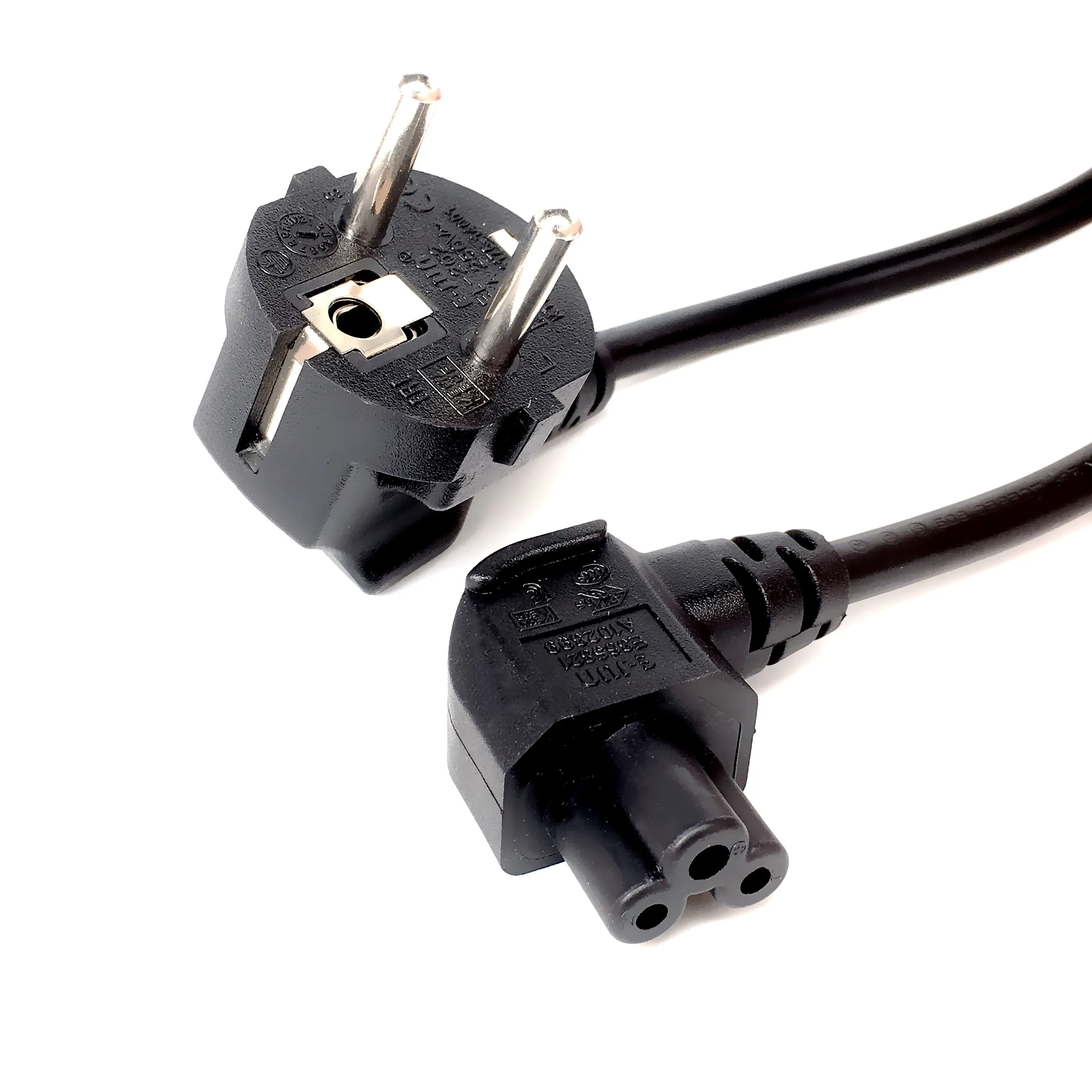 European EU 2 Prong Plug to C5 90 Degree/Angle Cloverleaf Lead Power Cable Lead Cord PC Monitor About 1m