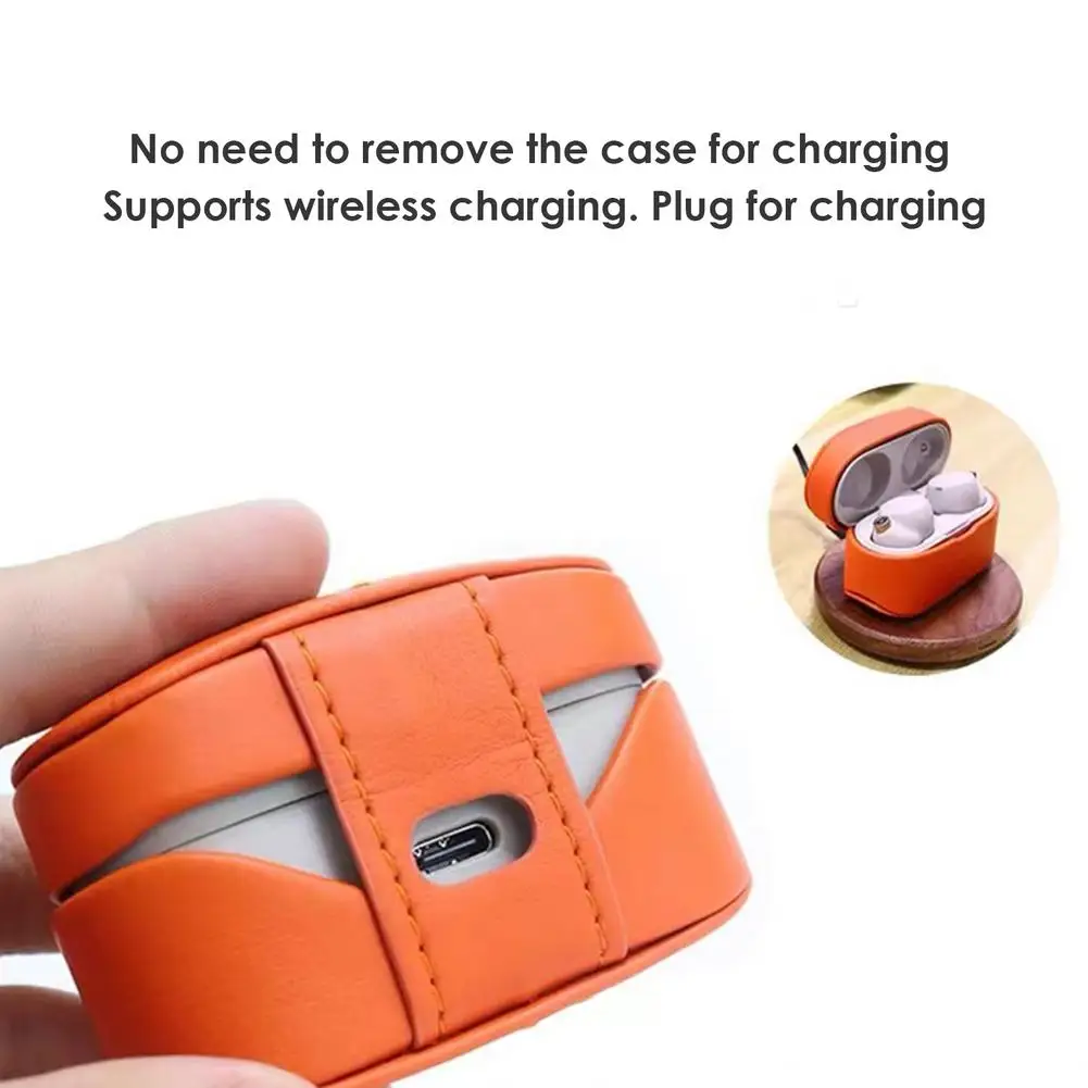 Durable Leather Case Cover Full Protective Case Accessories Skin Cover for-S-ony WF-1000XM4 Earbuds Charging Case