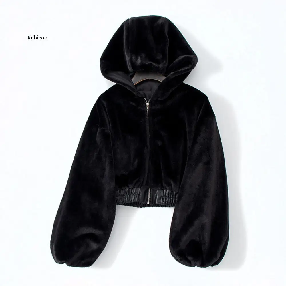 Gothic Winter Jacket Women Coat Fashion Autumn Hooded Slim Warm High Waist Velvet Short Black Coats Female Outwear 2020 Trendy