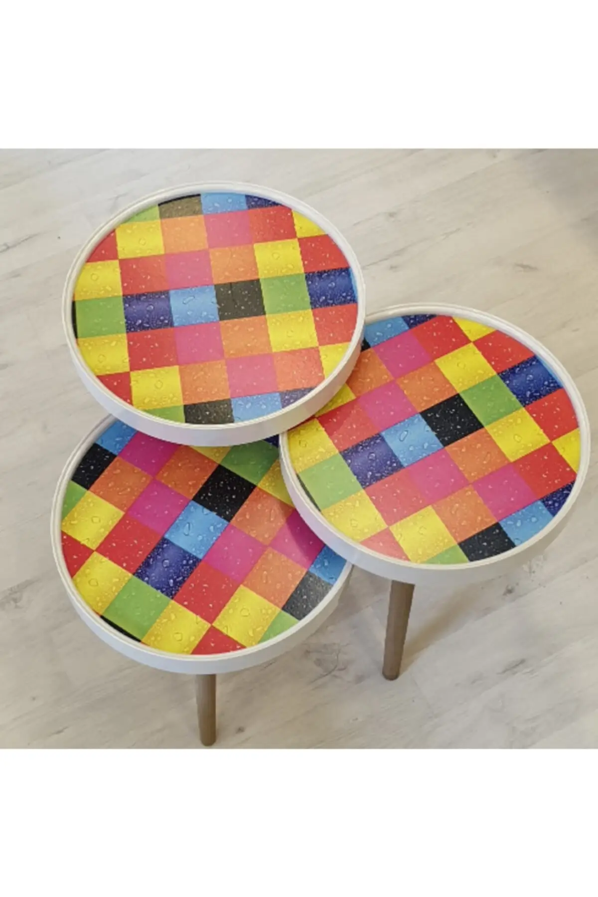 3 stücke Bunte Checkers Zigon Kaffee Tisch