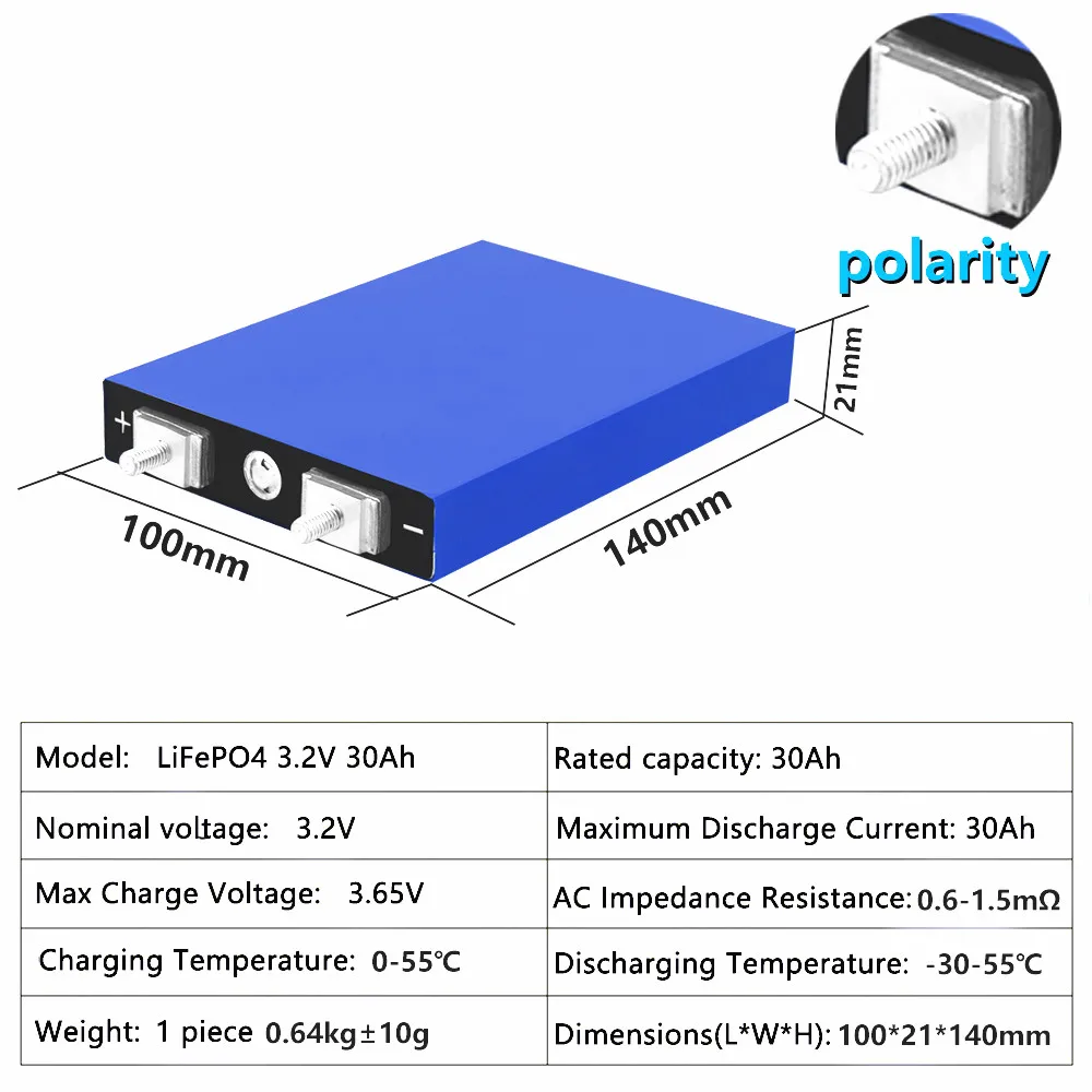 1PCS LiitoKala LiFePo4 3.2V 30AH 5C battery lithium bateria for diy 12V lifepo4 e-bike e scooter wheel chair AGV car Golf carts