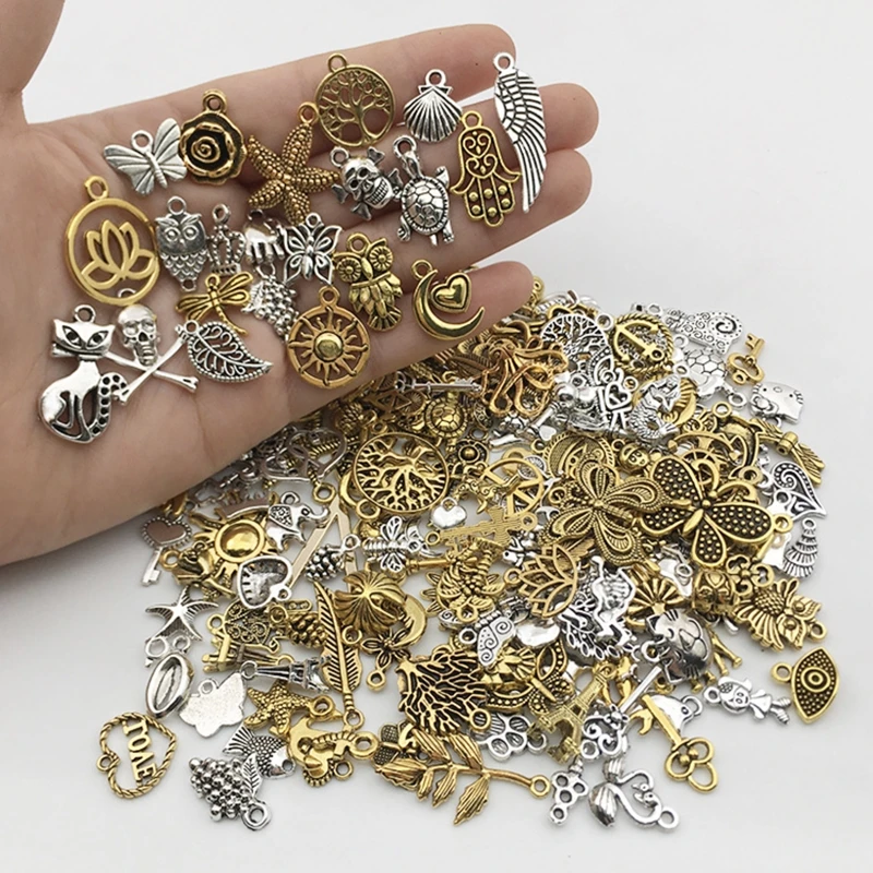 Vintage Mixed 20/40pcs Metal Animal Birds Charms Beads Handmade DIY Bracelet Pendant Neacklace Clips Jewelry Making Findings