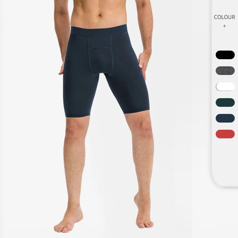 Pantalones cortos de compresión con bolsillo para teléfono para hombre, mallas deportivas de secado rápido para gimnasio y Fitness, ropa interior de