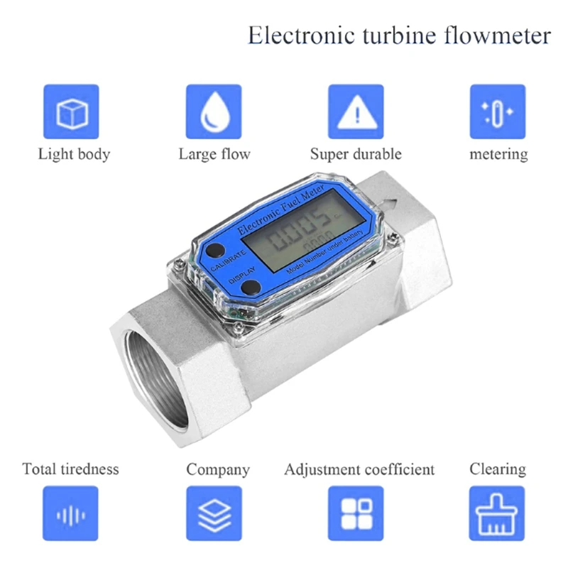 Turbine Flow Meter Meter Display Chip Electronic Digital Flowmeter Liquid Water Meter Fuel Meter Gas Die sel Fuel