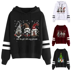 Hoodies Women's Christmas Printed Pullovers 2021 Autumn Winter Cute Gnome Printed Sweatshirt New Long Sleeve Hooded Tops